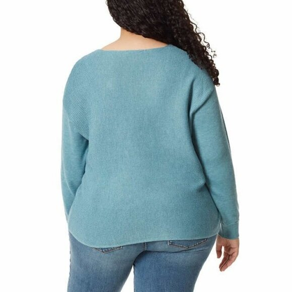 NWT Ella Moss PLUS Soft Ribbed Knit V-Neck Pullover Top Sweater - Picture 2 of 8